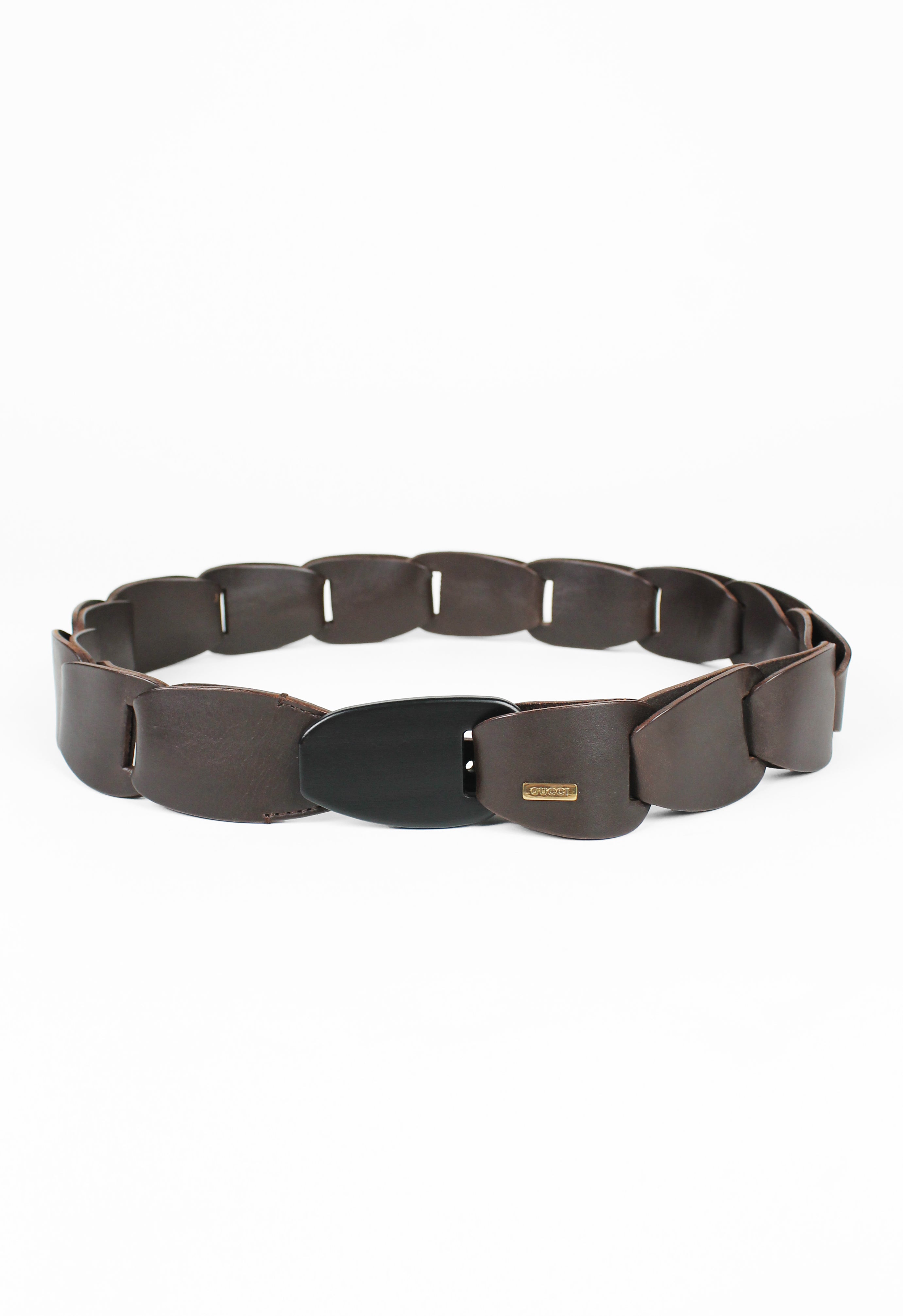 GUCCI TOM FORD SS 1997 BROWN LEATHER CHAIN BELT – THE 543