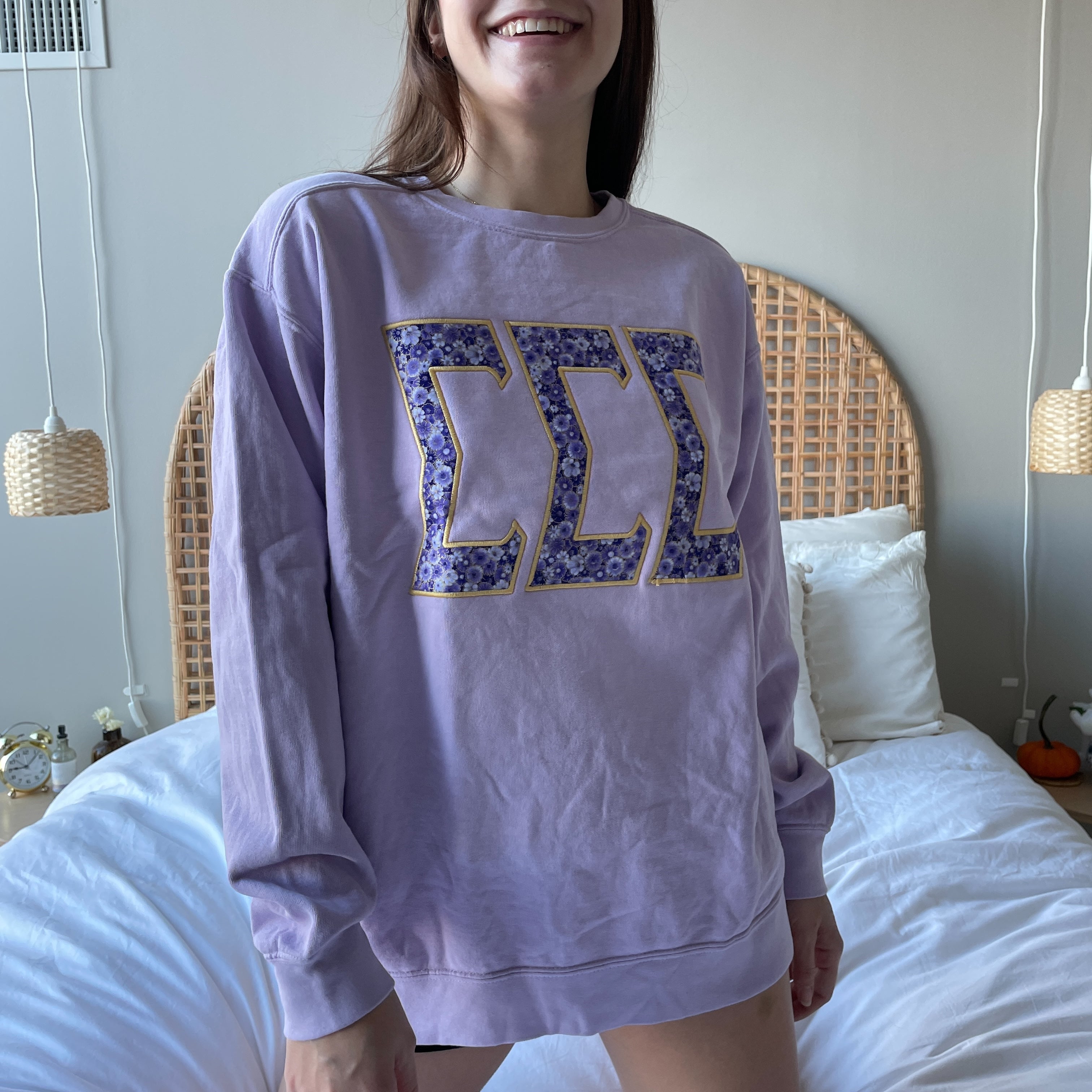 Orchid Florals Comfort Colors Applique Sorority Crew – The Letter