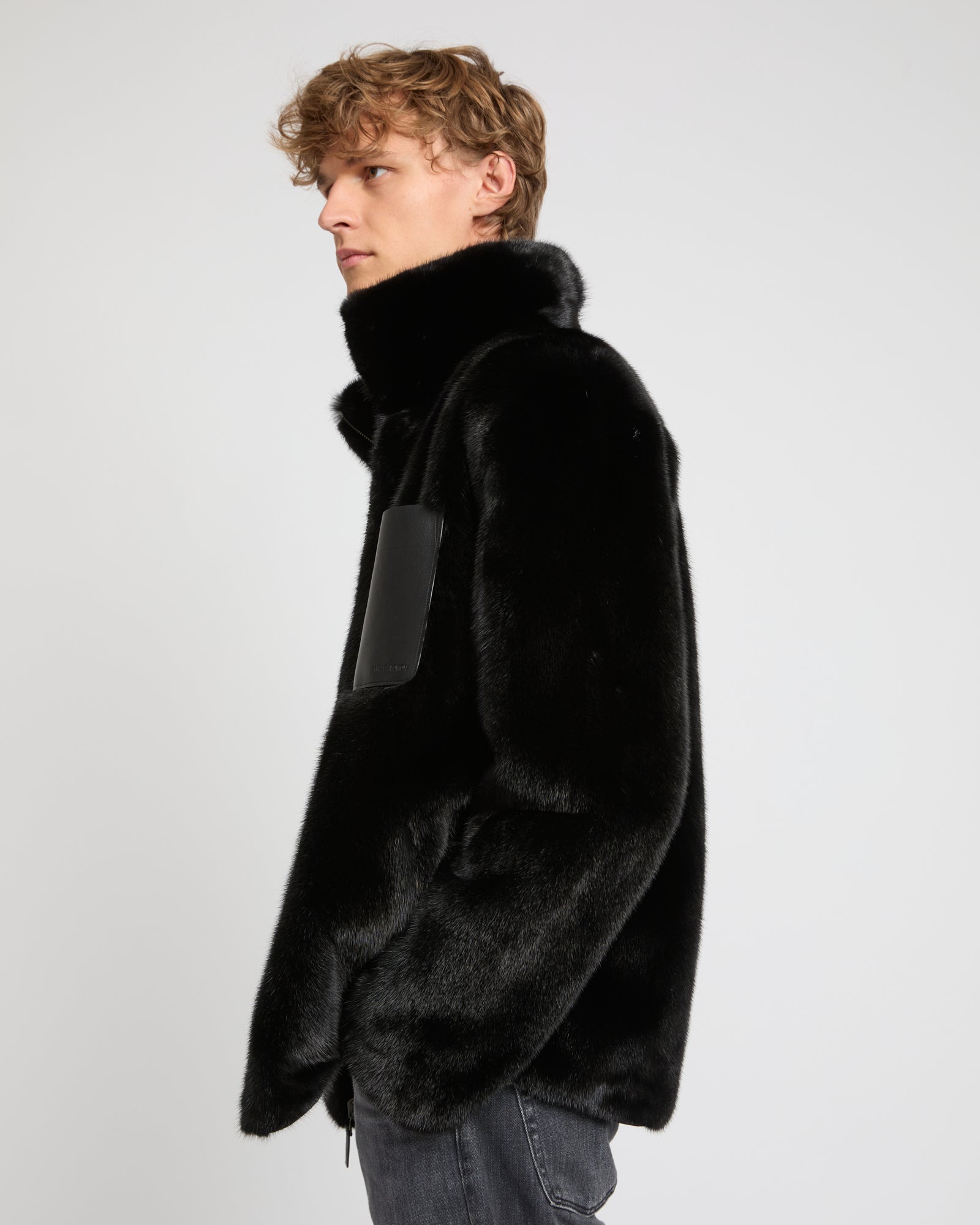 Reversible mink fur fleece jacket - black - Yves Salomon – Yves