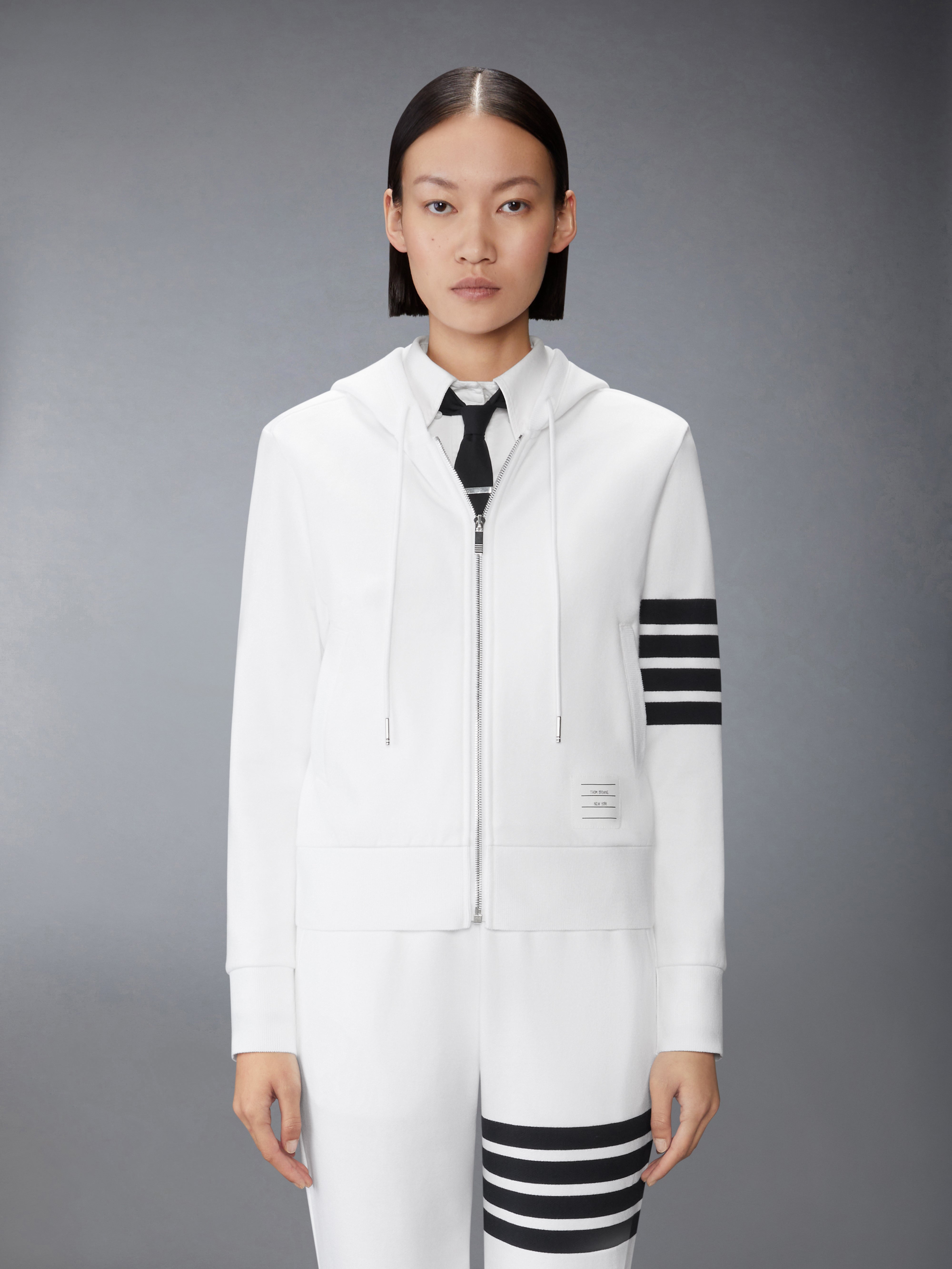 Classic Loopback 4-Bar Zip Up Hoodie | Thom Browne