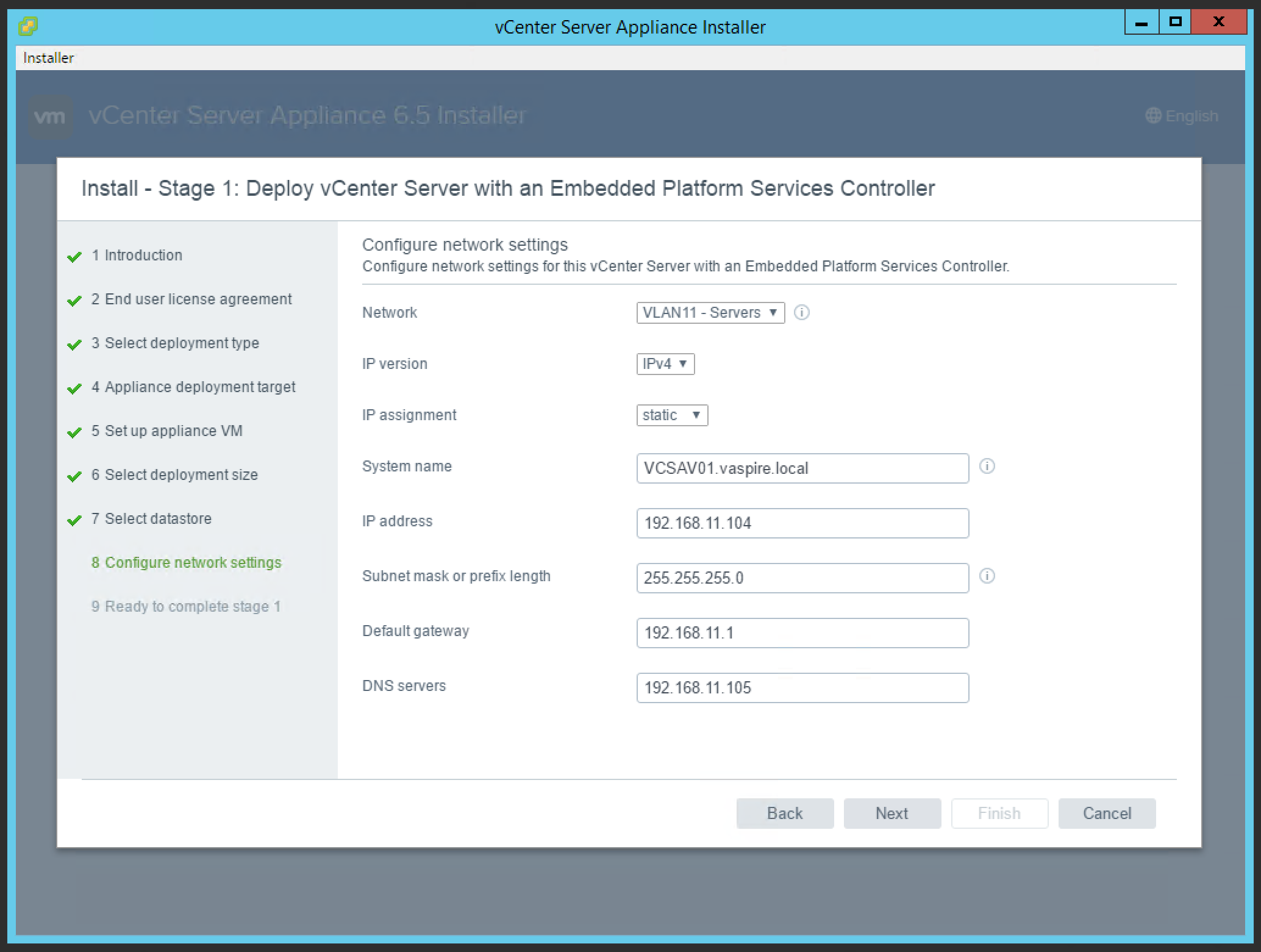 vGarethLewis - VMware vCenter Server Appliance 6.5: Installation