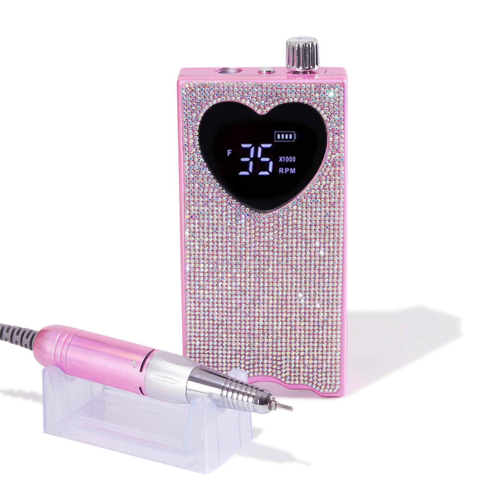 Electric Nail File Machine AB Rhinestone Pink Nail Drill – Vettsy