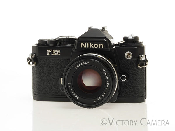 Nikon FE-2 FE2 Black 35mm Camera with 50mm f1.8 AI-s Lens -New Seals-