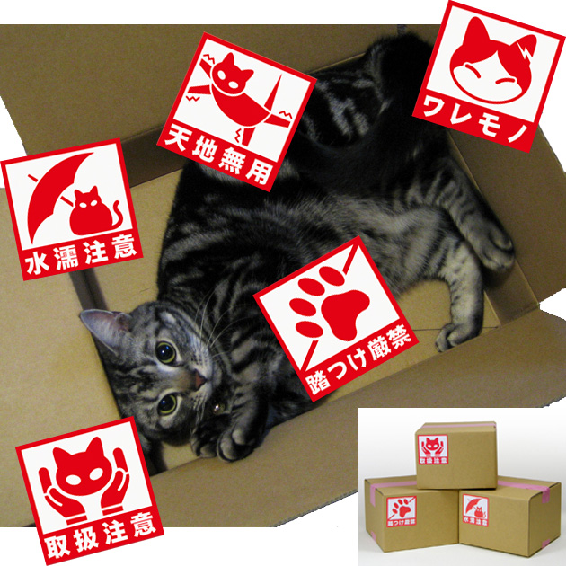 ねこケアマークシール【取扱注意】::猫雑貨・猫グッズのお店－雪猫屋－