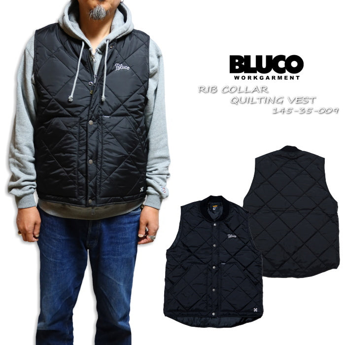 BLUCO WORK GARMENT リブカラーベスト プリマロフト キルティング 中綿