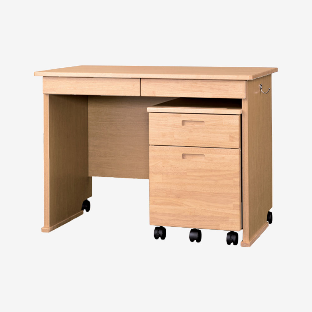 小島工芸 学習デスク「ラークアップ」ワゴン付き チェリーナチュラル色