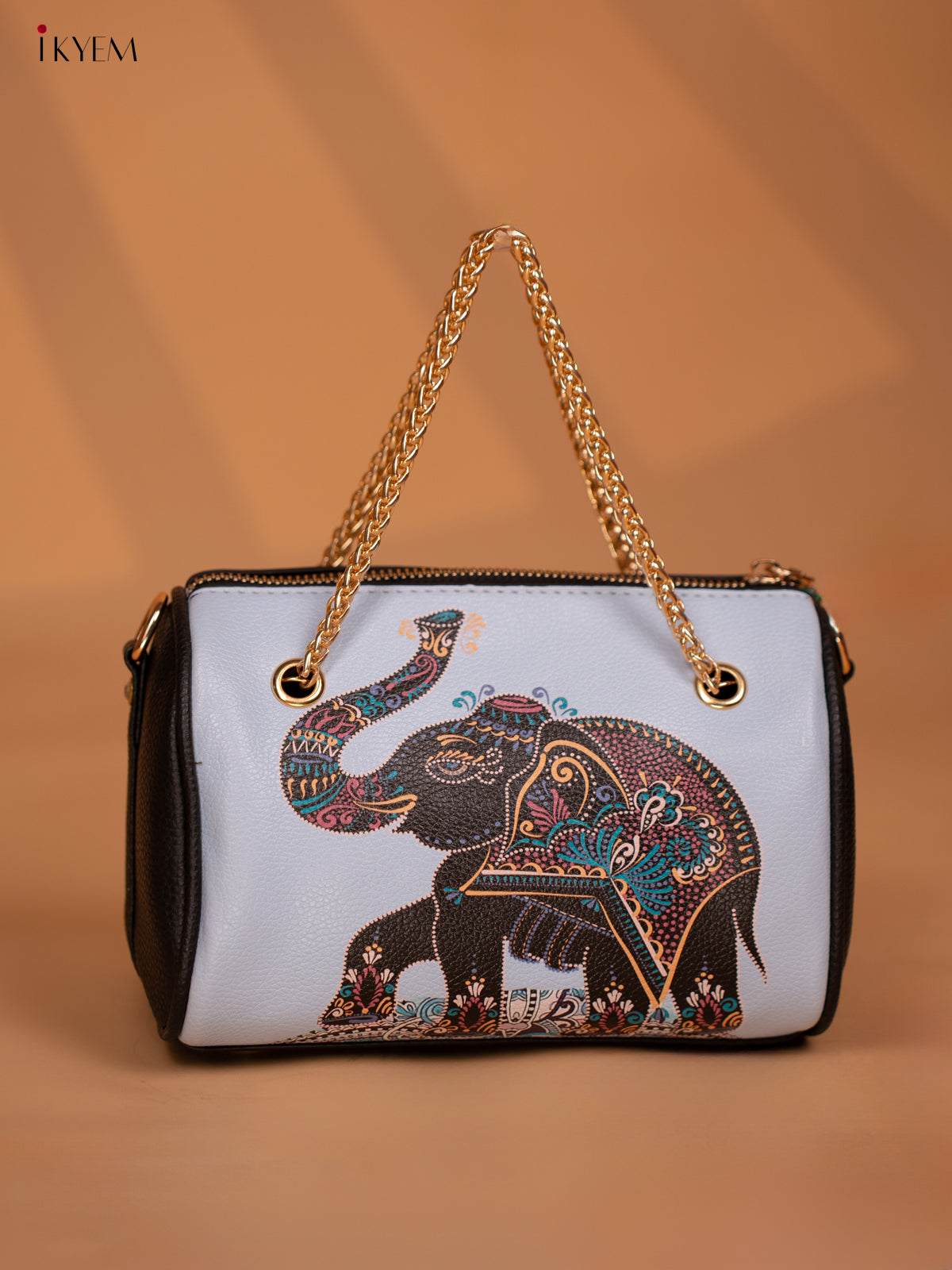 Printed Elephant Design Leather Sling Bag - Blue - KD05154 – Ikyem