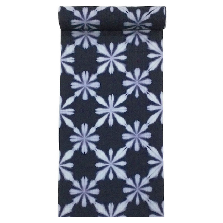 有松鳴海絞り】女性浴衣 反物 知多木綿 雪花 濃紺 日本製 - きもの館