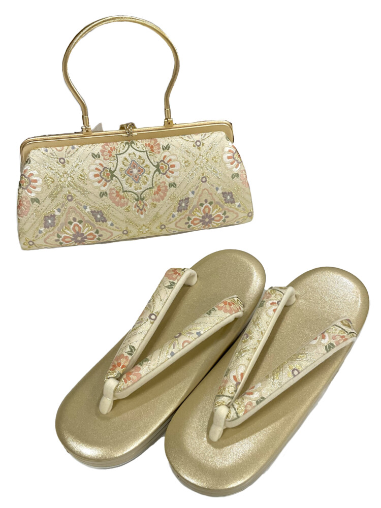 紗織】草履バッグセット 吉祥模様 フリーサイズ（Lサイズ）（24〜25cm