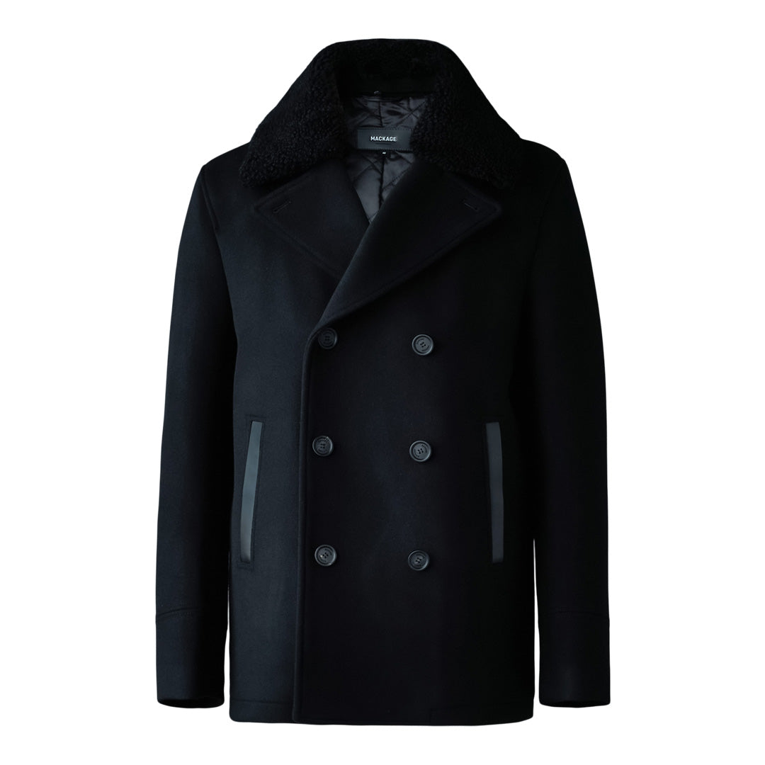 Cole, wool double-breasted jacket with shearling collar | Mackage® US