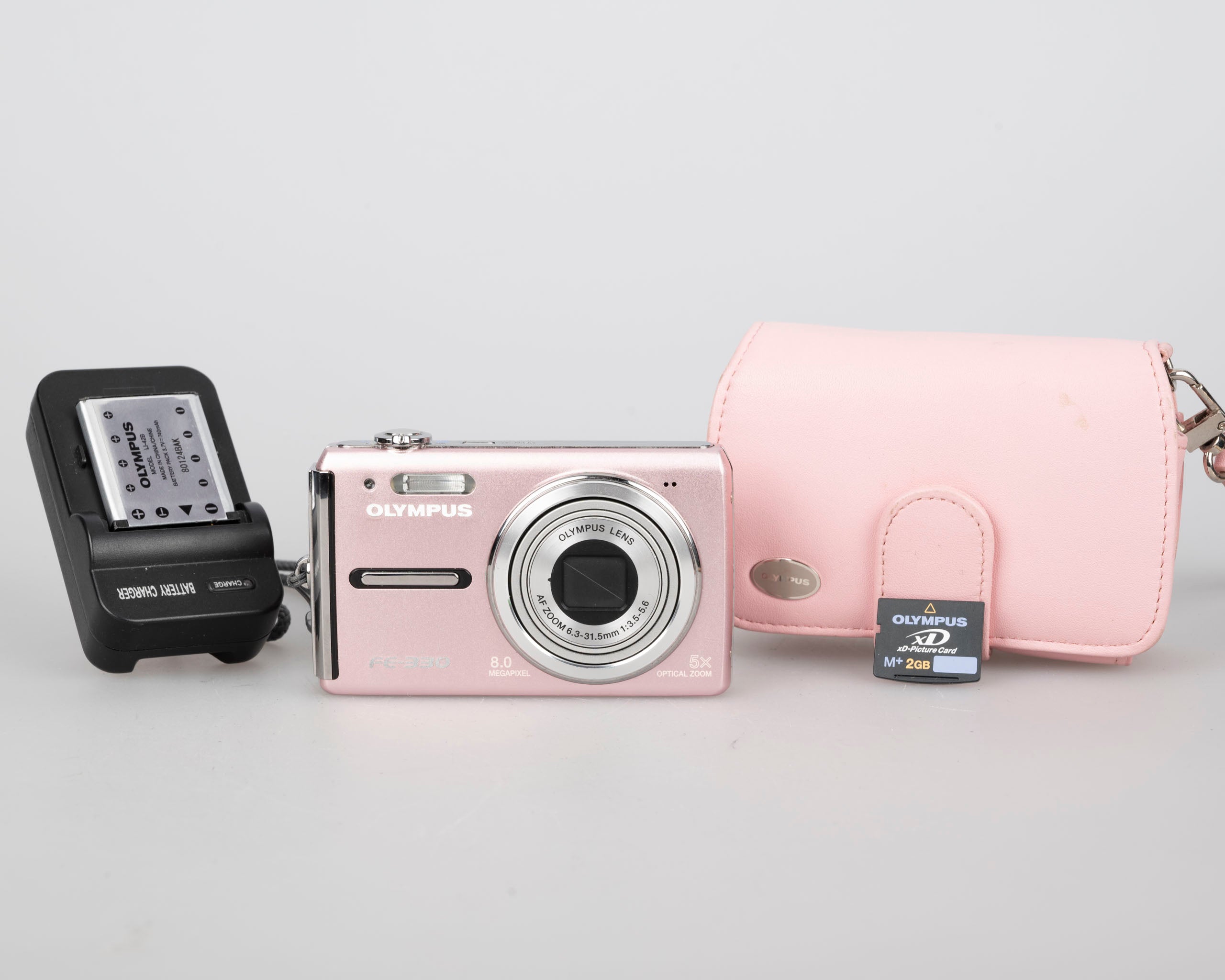 Olympus FE-330 8MP CCD sensor digicam w/ charger + battery + 2GB