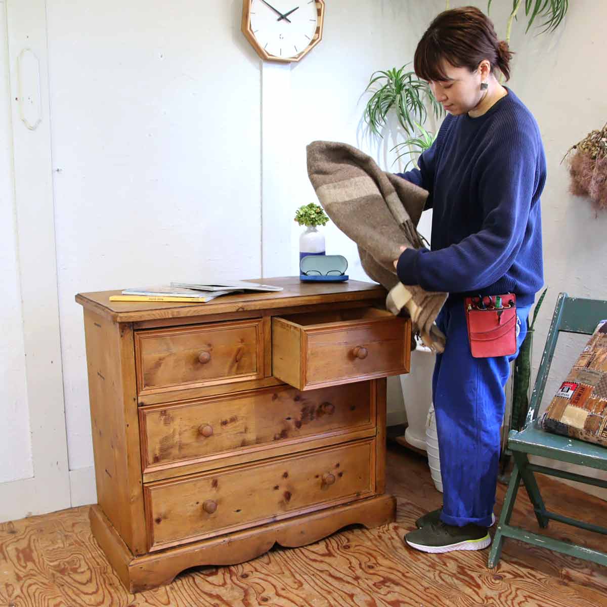 英国 アンティーク オールドパイン チェスト サイドボード 収納 中古