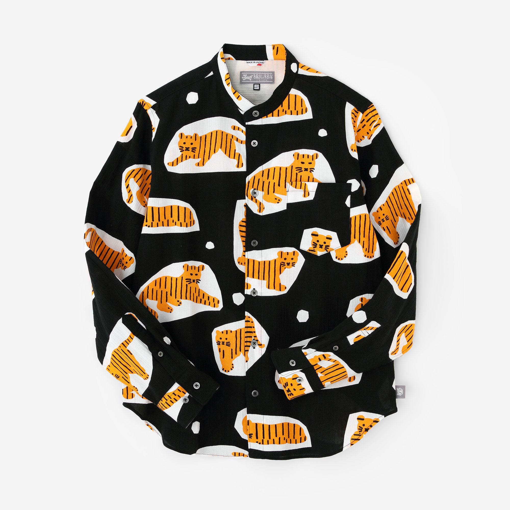 高島縮 20/20 スタンドカラーシャツ／寅（とら）