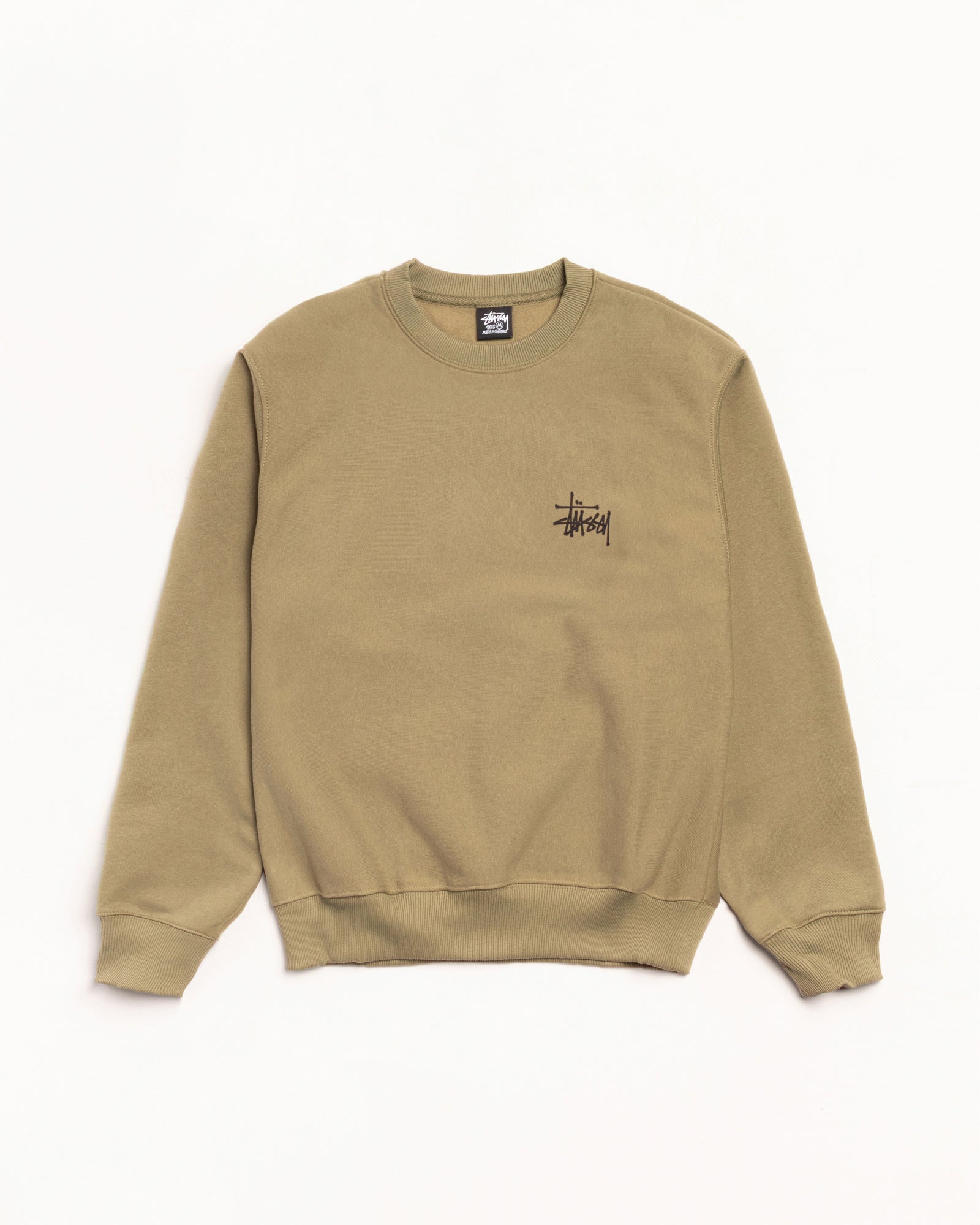 Basic Stüssy Crew – Army | Crew Sweats | Stüssy