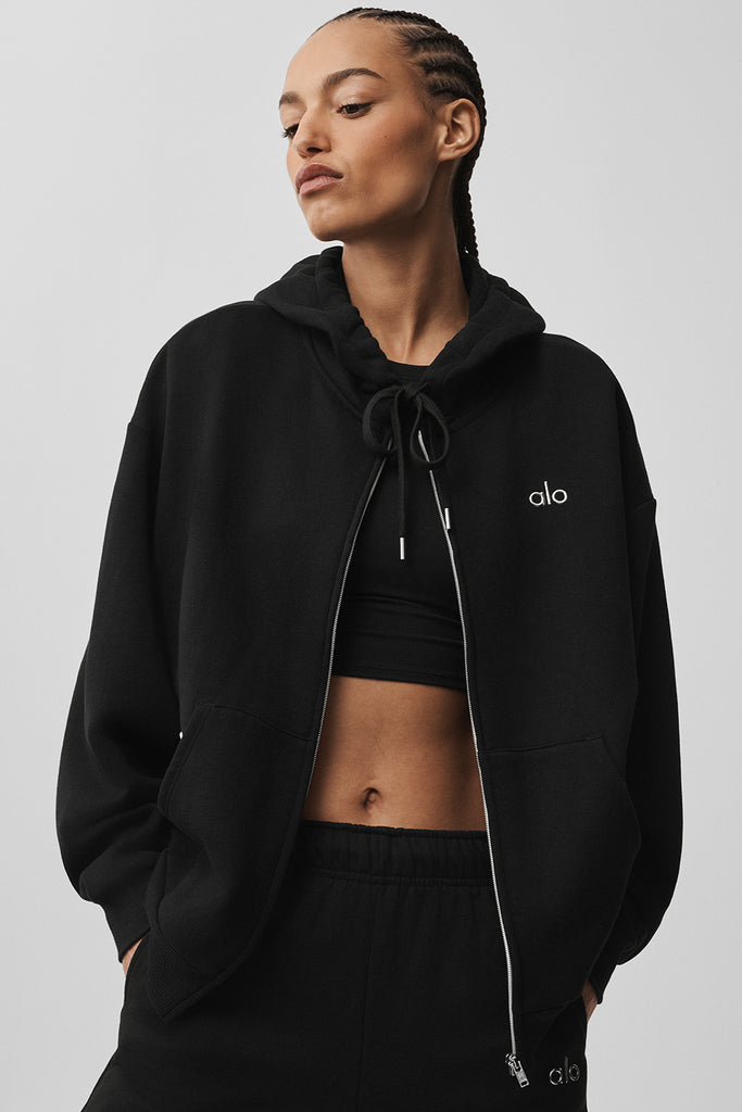 Accolade Full Zip Hoodie - Black | ALO