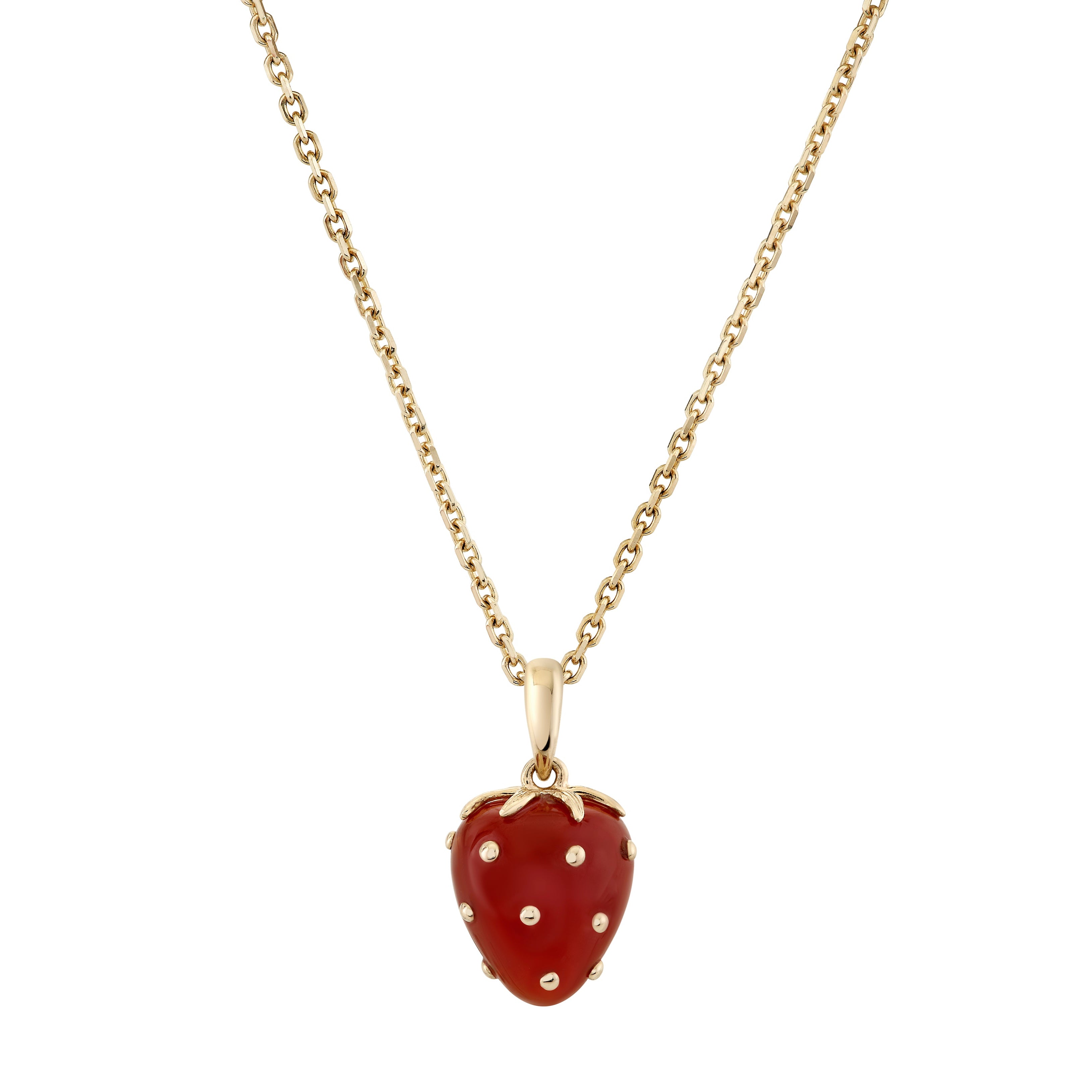 Agate Strawberry Charm Pendant Necklace | Custom 14k Gold – Ariel