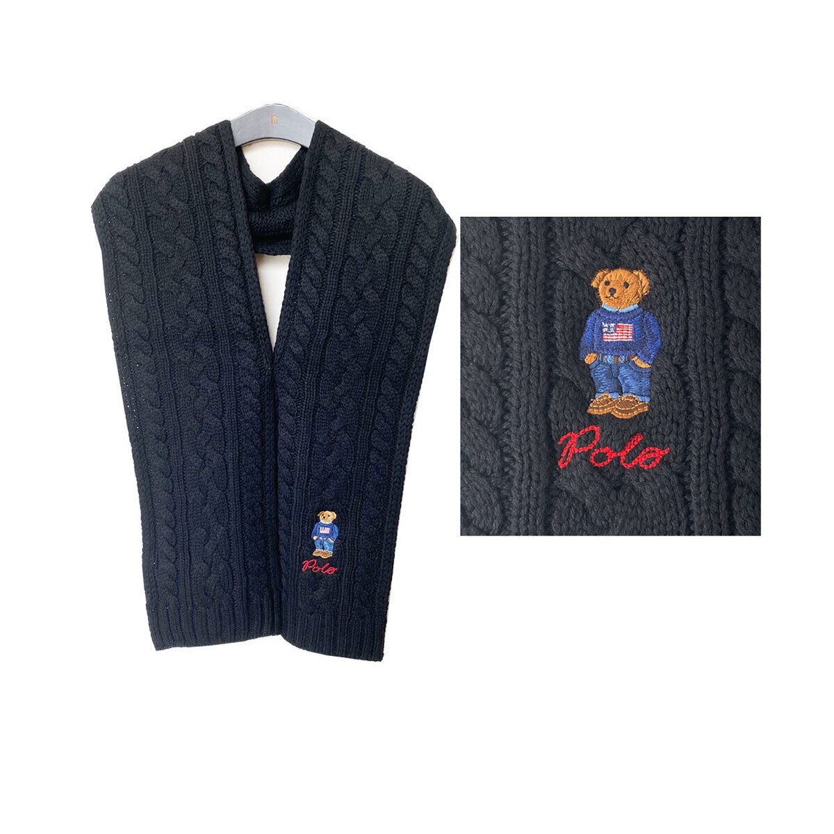 ポロ ラルフローレン ベア ケーブルニット マフラー 178x20cm ポロ