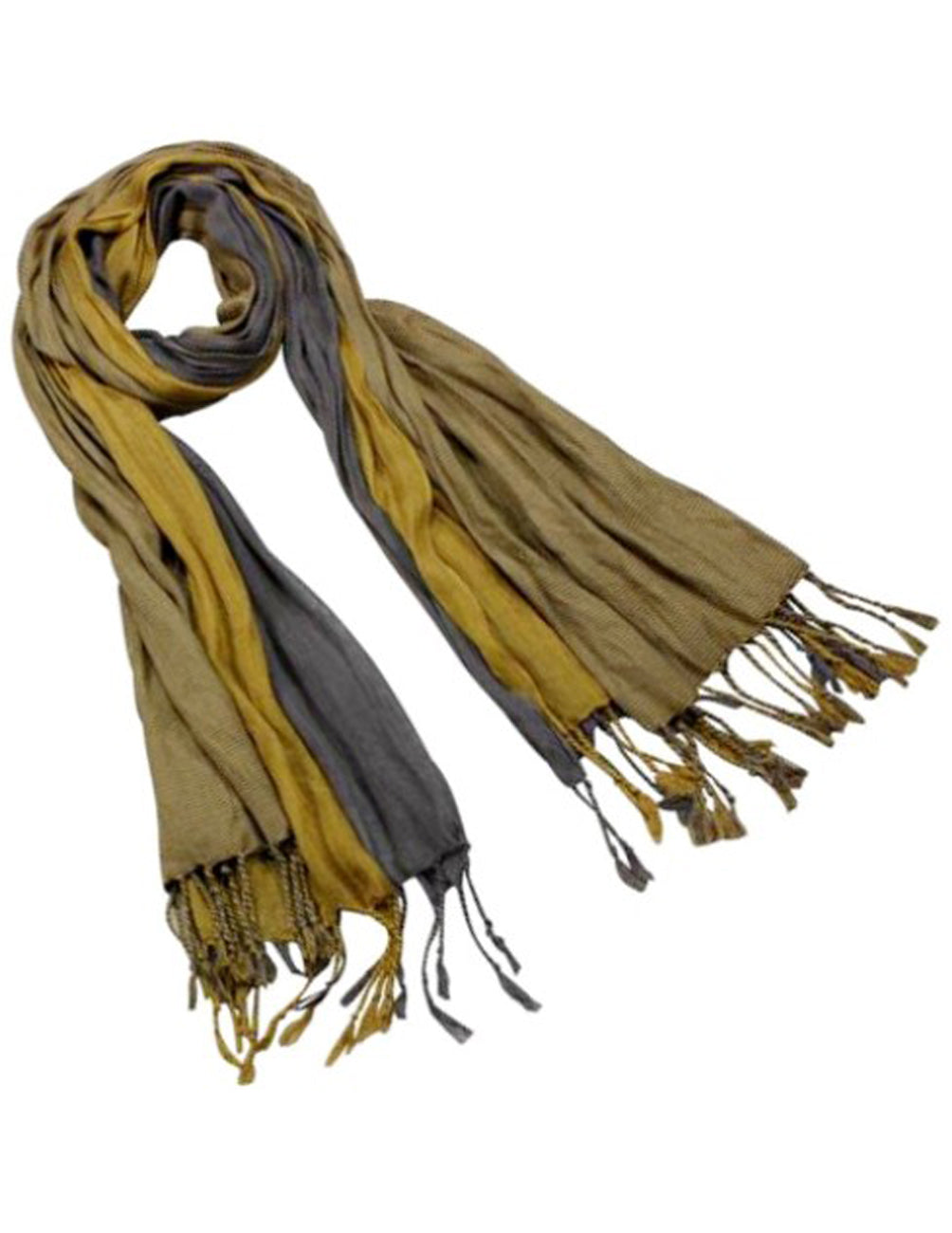 Dahlia Men's Rayon Triple Color Layer Scrunch Long Scarf Copper Gray