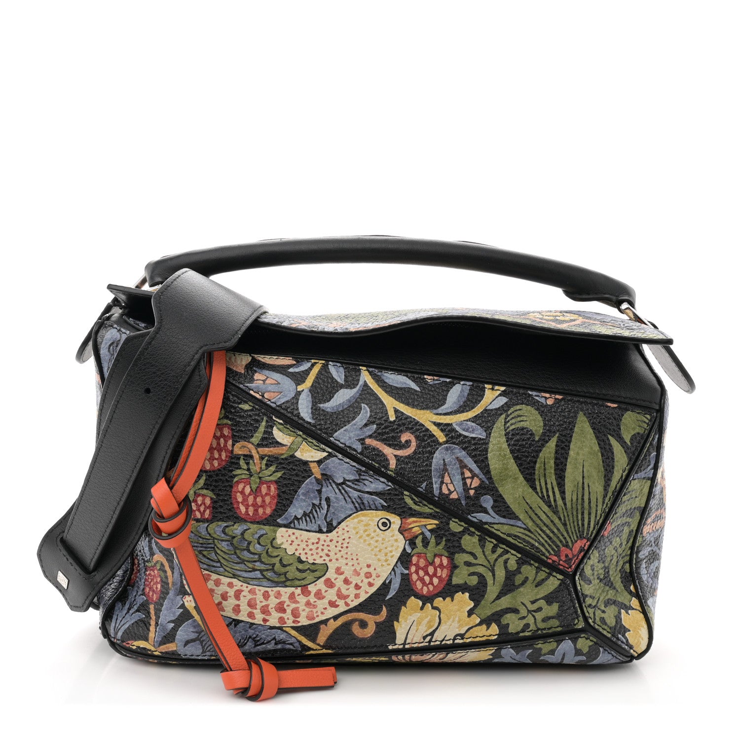 Loewe X WILLIAM MORRIS Calfskin Puzzle Bag Black Multicolor
