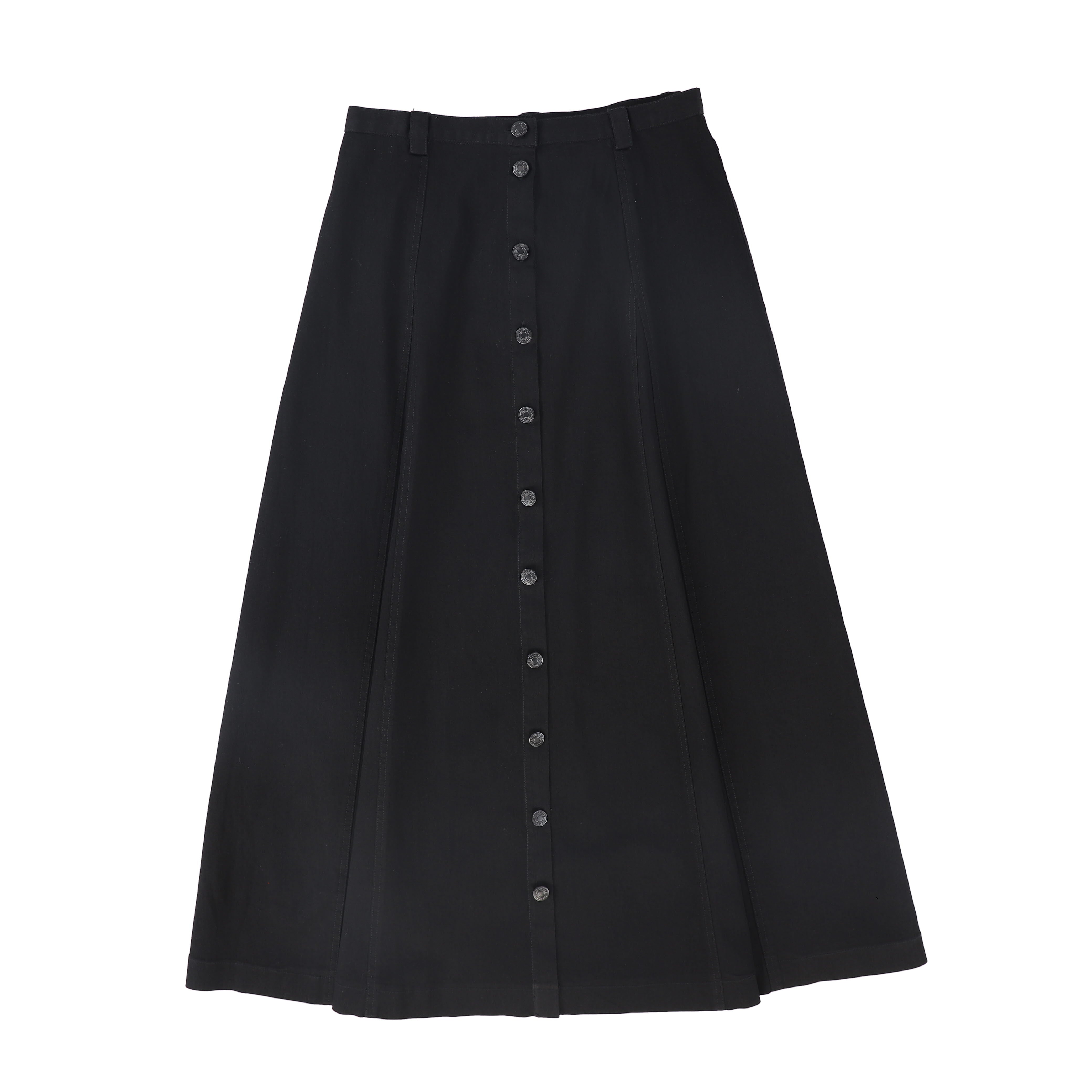 C-23572-Paneled Button Down Skirt Black Denim – whoopikids