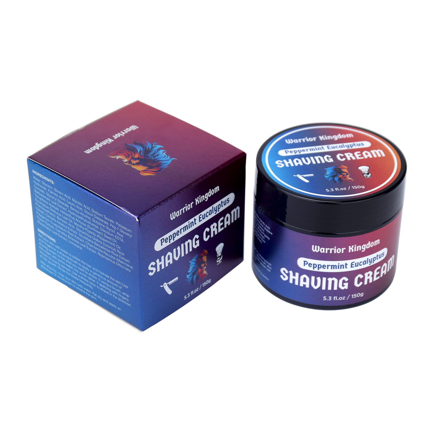 Warrior Kingdom Shaving Cream - Peppermint Eucalyptus for sensitive sk