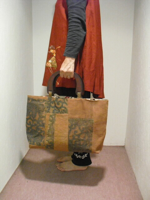 古布】酒袋と型染めハギレの手さげバッグ - 『なごみ屋 』