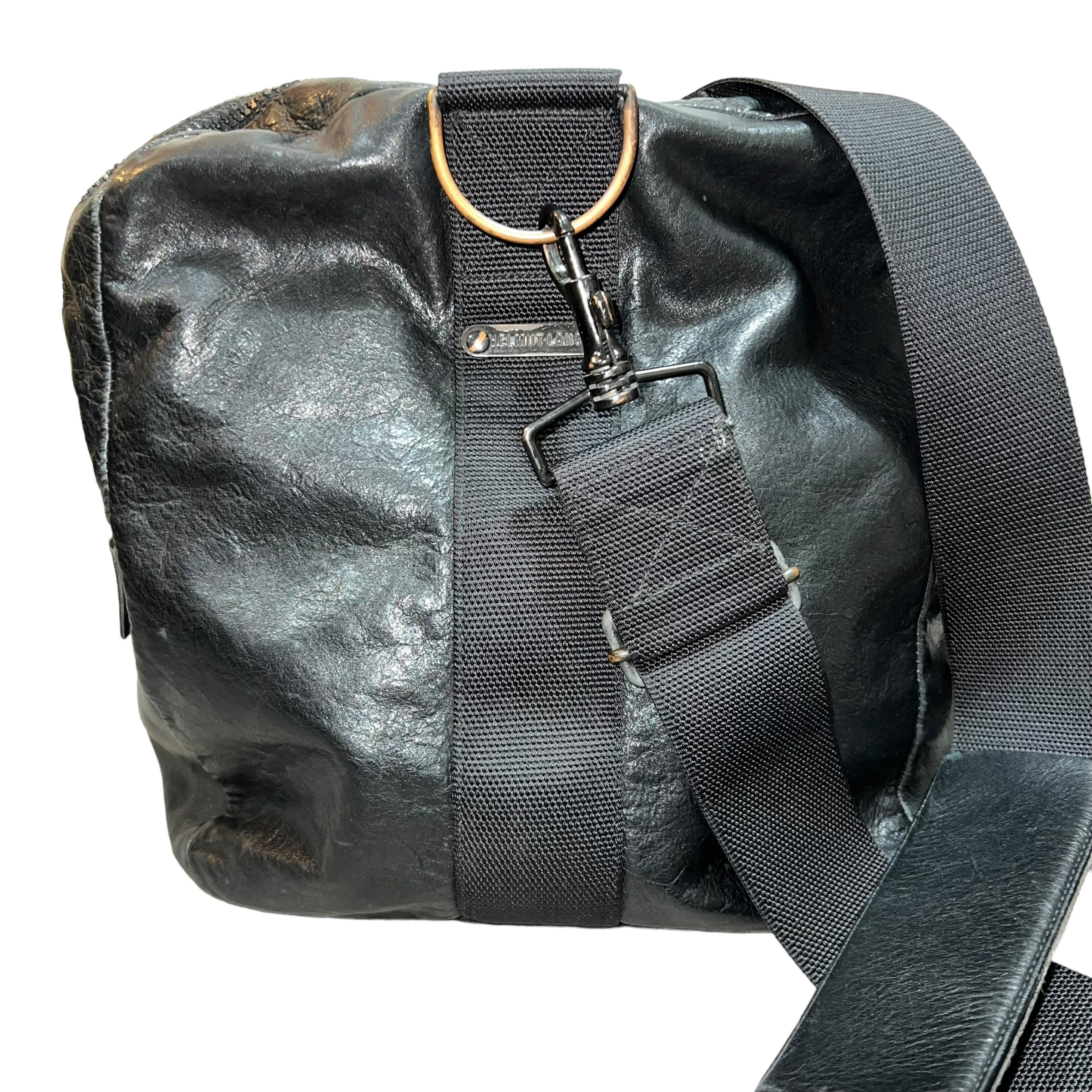 HELMUT LANG 2004AW 2WAY LEATHER SHOULDER BAG/ HYBRID NAVY NYLON