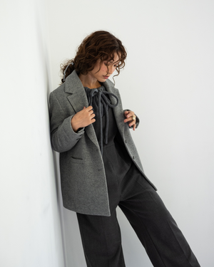 147_ichi_yon_nana】ヘリンボーンウールブレザー(Japan Fabric)｜低