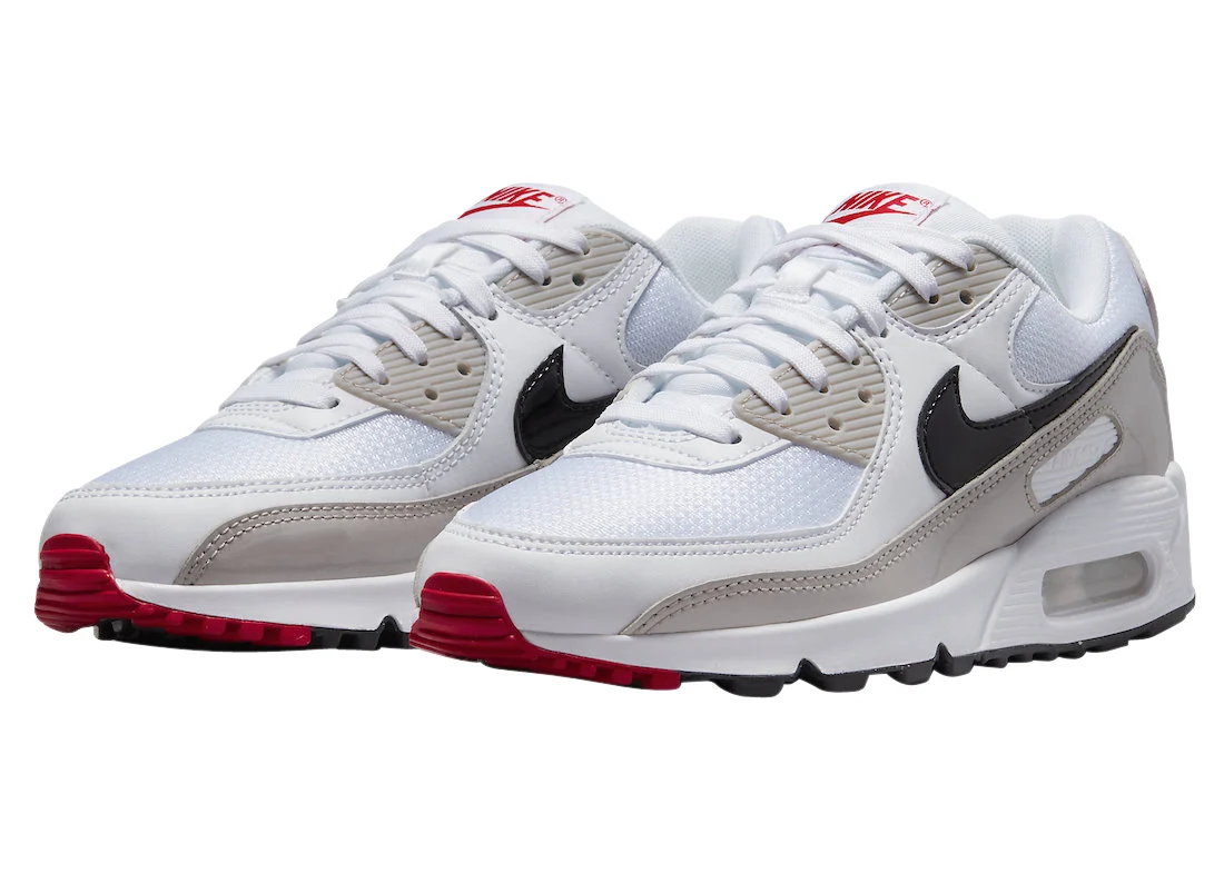 Nike Air Max 90 White Grey Red - Sep 2022 - DX0116-101