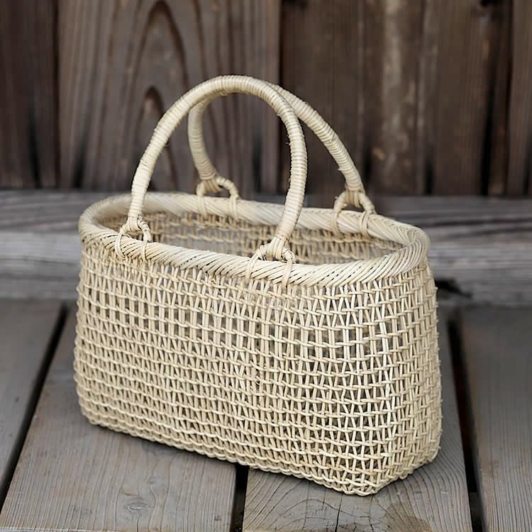 国産】山ぶどう 網代編み手提げ籠バッグ 内布付（幅広） | 虎斑竹専門