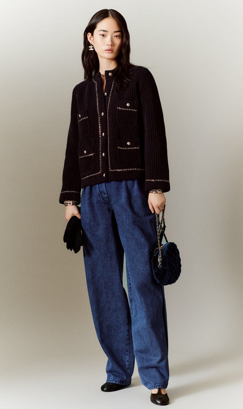 シャネル カーディガン ジャケット CHANEL ピンク ニット ココ ボタン