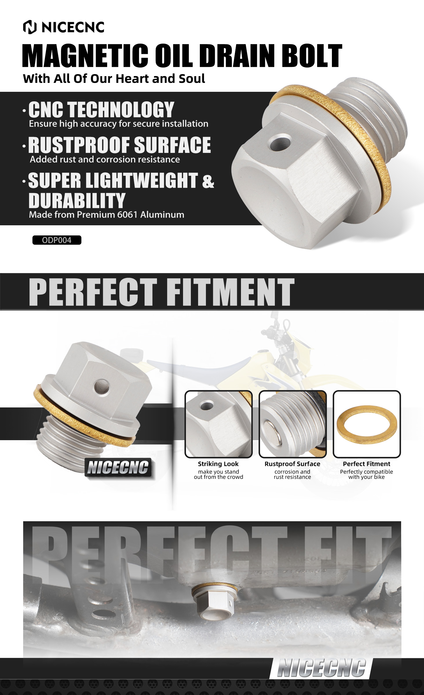 For Suzuki SV650 2016-2023 NICECNC M12 Magnetic Oil Drain Bolt