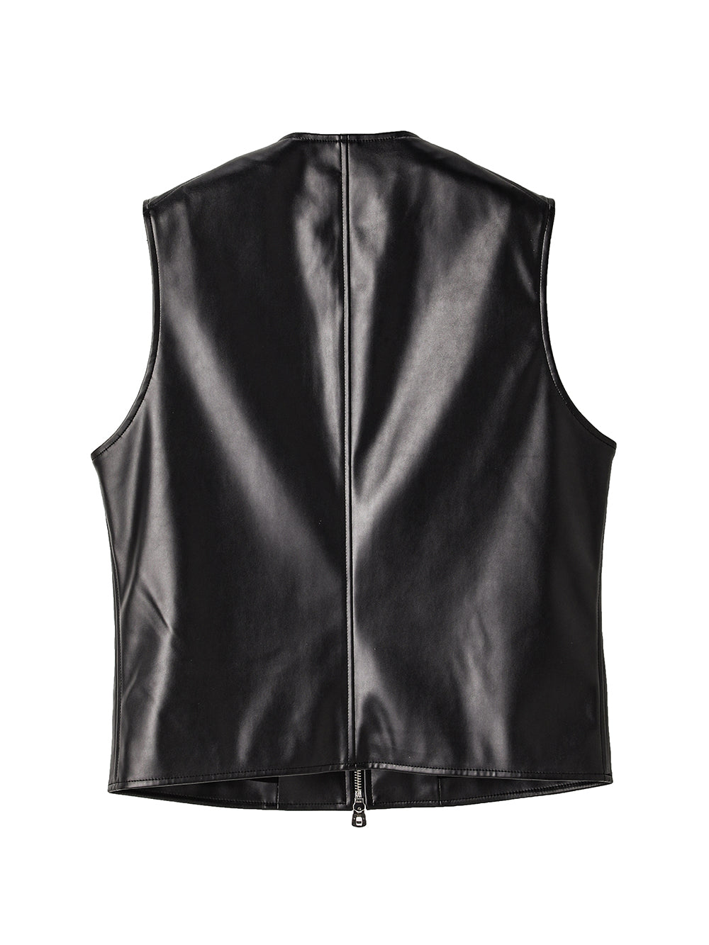 sj.0038AW25-black フォーレザージップアップクルーネックベスト The