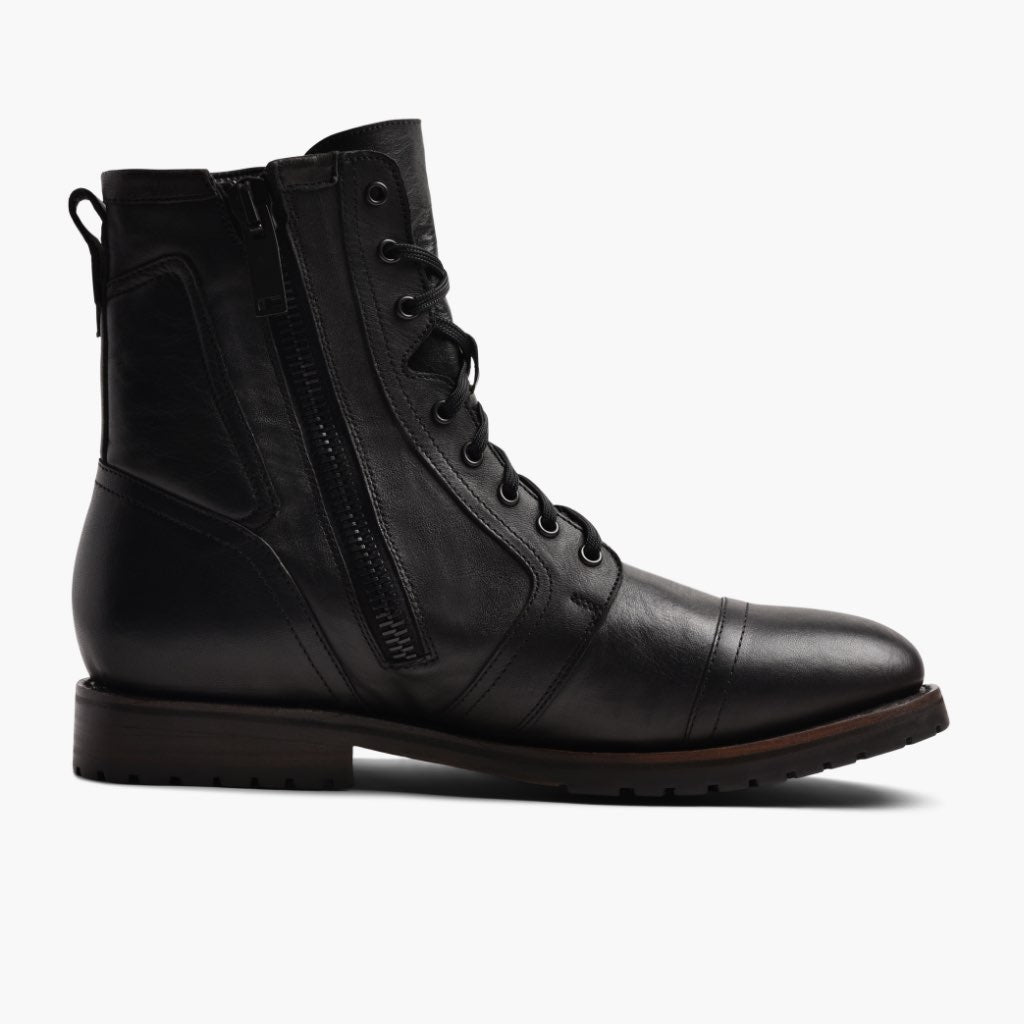 Men's Casa Moto Zip-Up Boot in Black Leather - Thursday Boot Company