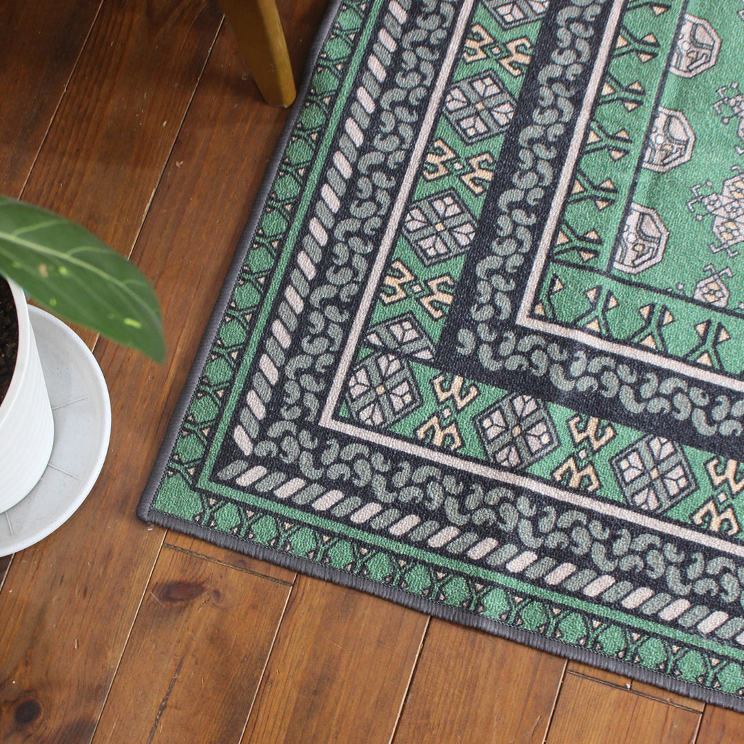 ヴィンテージ風ラグ TOCORU Series AFGHUN ループ グリーン– ラグと