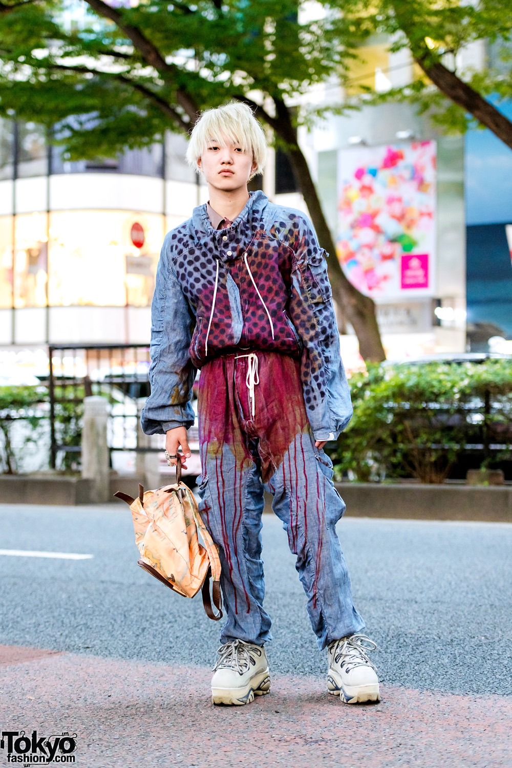 Harajuku Denim Street Style w/ Blonde Hair, Nozomi Ishiguro Hoodie