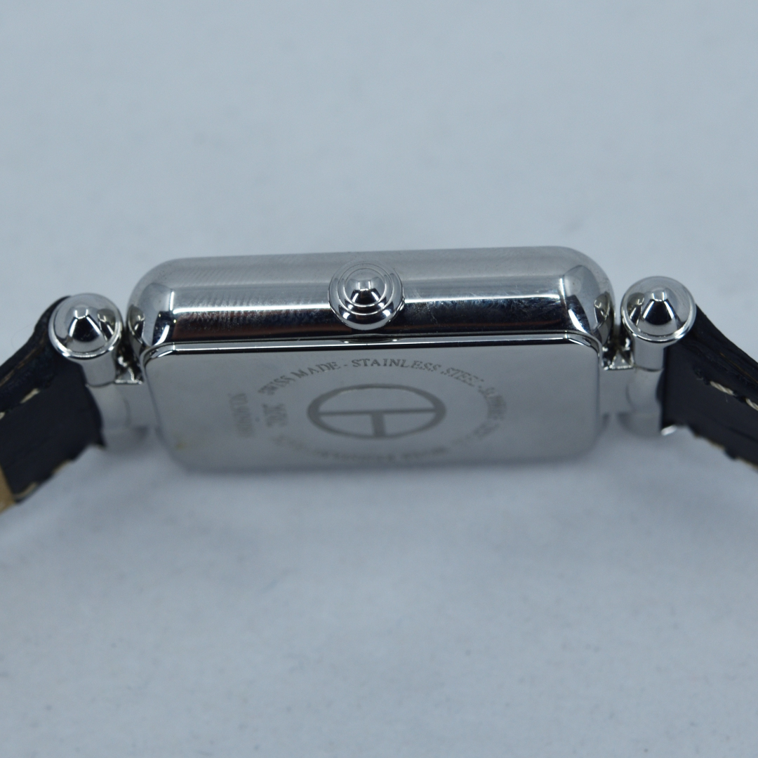 claude bernard クロードベルナール 腕時計 黒革ベルト スクエア型