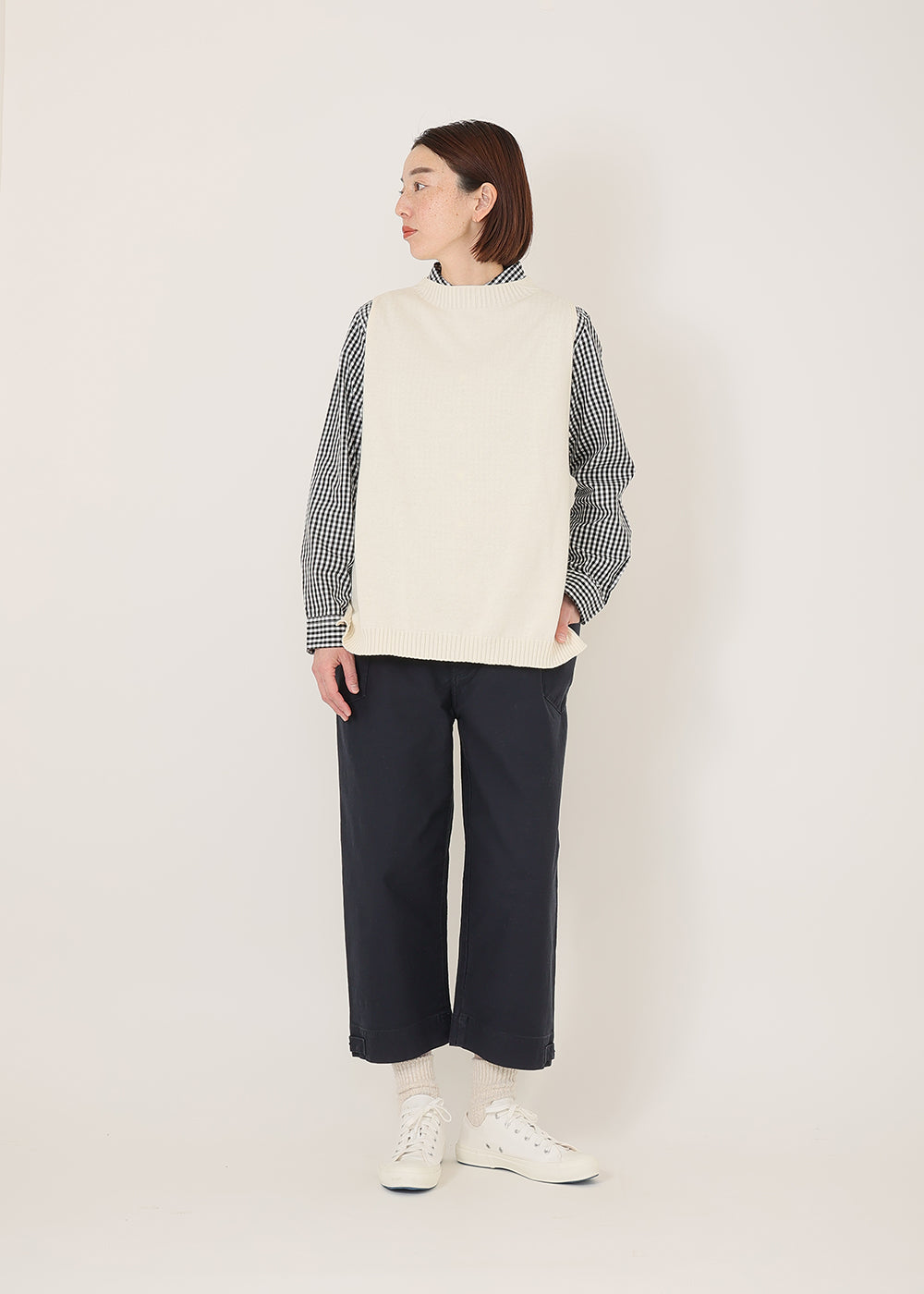 ムラ サテンストレッチ 8分パンツ│to touch