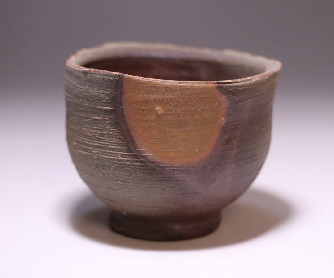 68】☆人間国宝・藤原雄先生 藤原啓先生・長男 備前焼酒杯 ぐい呑 共箱