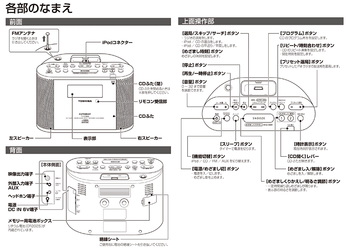 TY-CR60：CDクロックラジオ：東芝エルイートレーディング株式会社