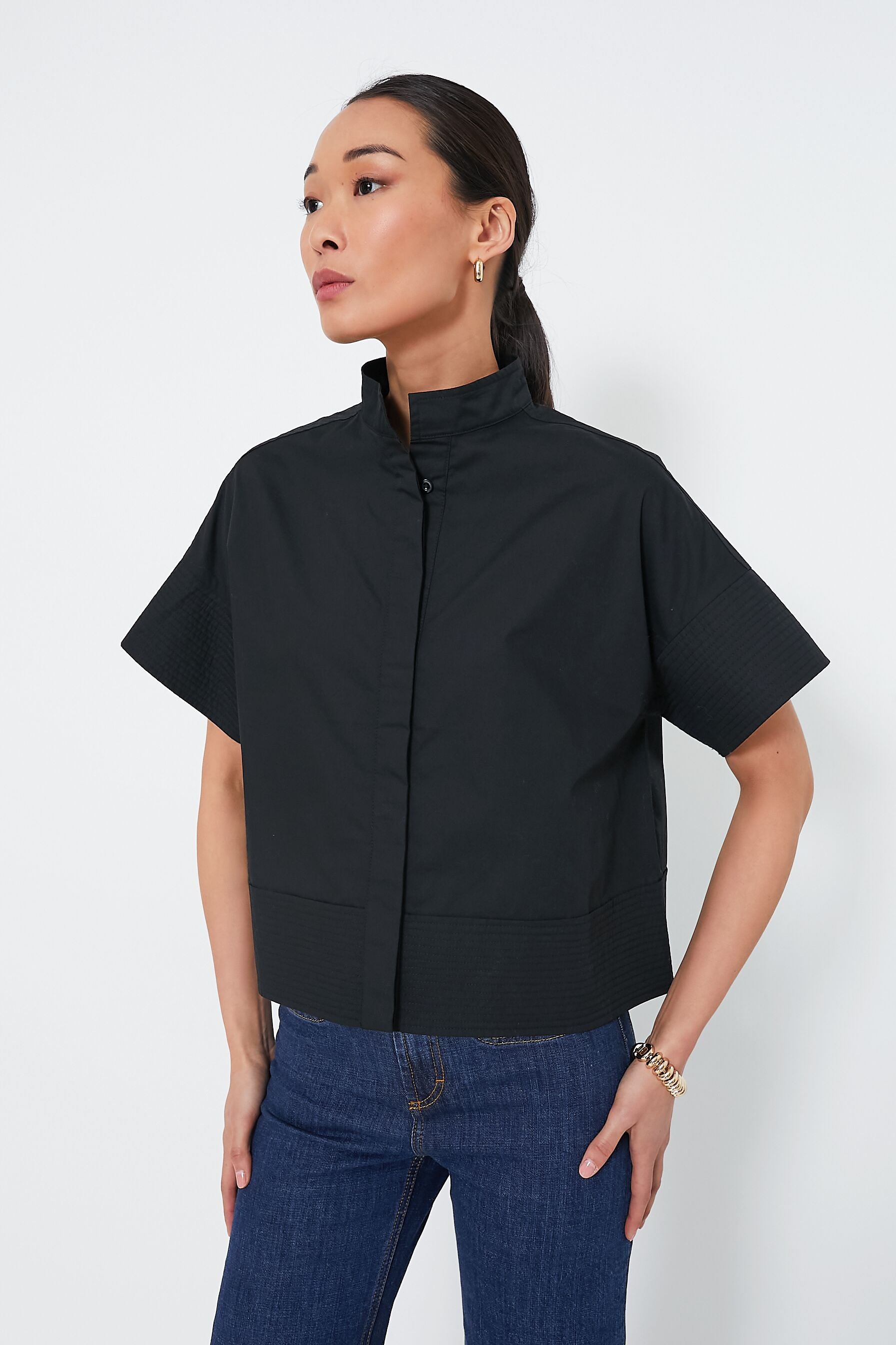 Black Trapunto Stitch Sofia Shirt | Tuckernuck
