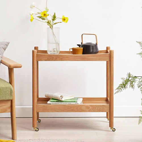 楽天市場】サイドテーブル オーク材 移動 キャスター付き 幅53cm 幅