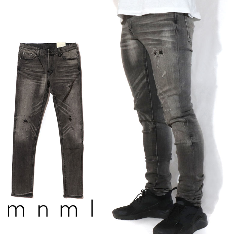 楽天市場】mnml ミニマル X145 STRETCH DENIM クラッシュ ダメージ