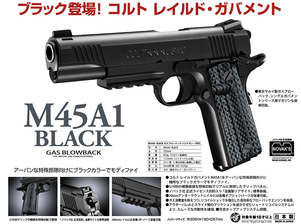 楽天市場】ガスブローバック M45A1 ブラック【東京マルイ】【ガスガン
