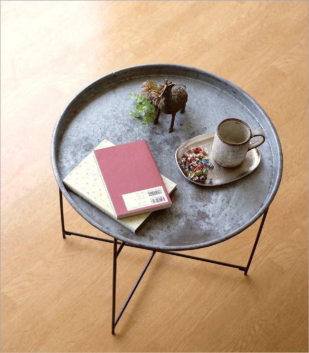 楽天市場】サイドテーブル 折りたたみ 丸 トレイテーブル フチあり