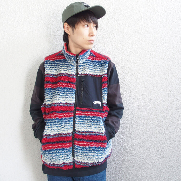 楽天市場】ステューシー STUSSY フリース ベスト Striped Sherpa Vest
