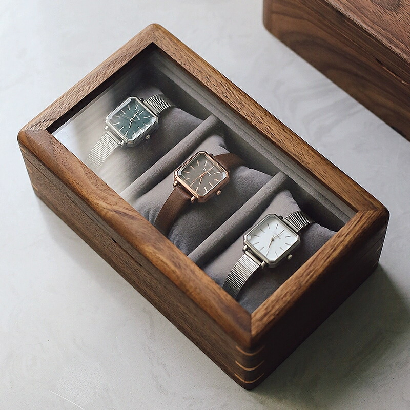 楽天市場】高級窓付 時計ケース ウォッチケース 3本用 木製 腕時計収納