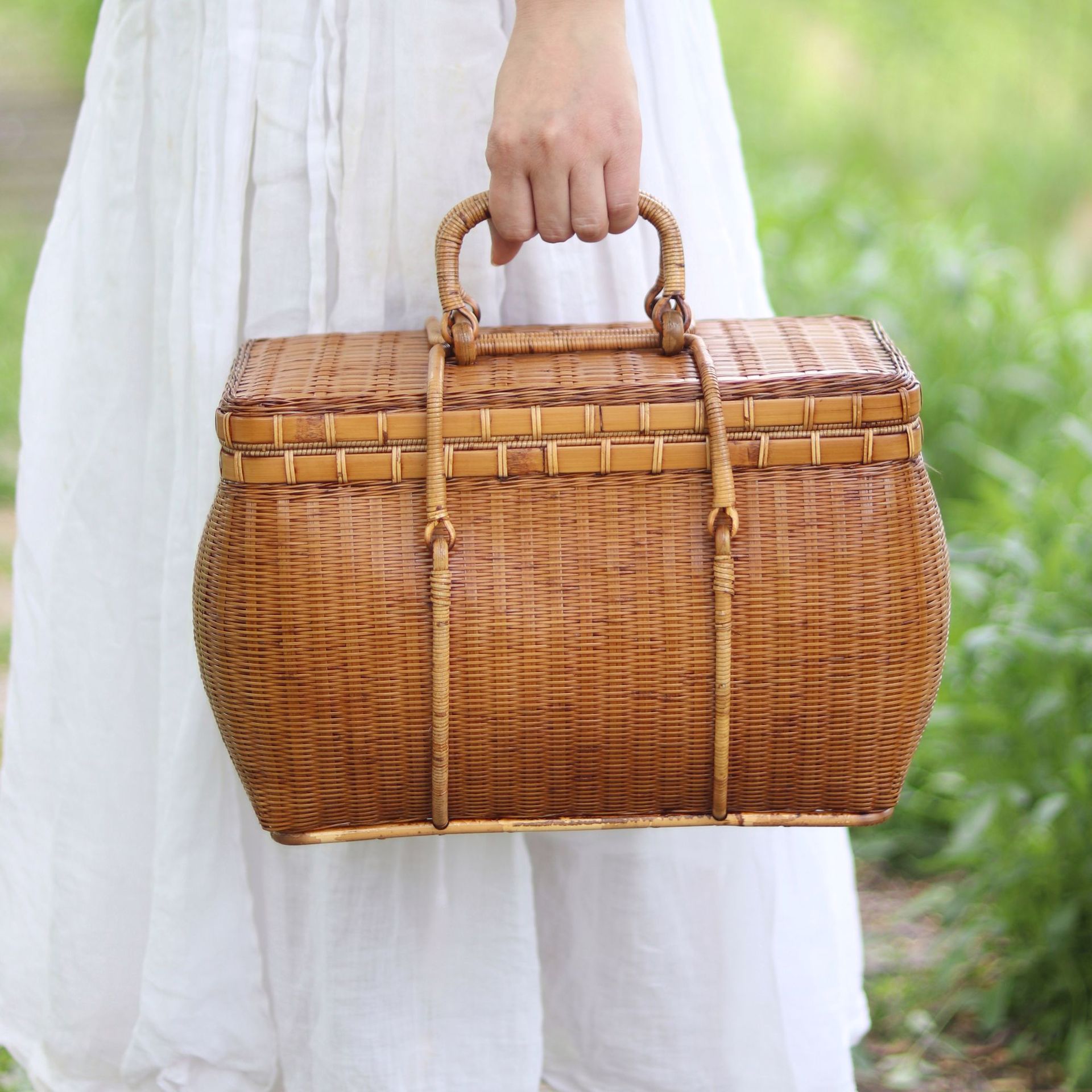 手工芸品 竹かごバッグ レディースバッグ 竹の編み上げ お茶道収納