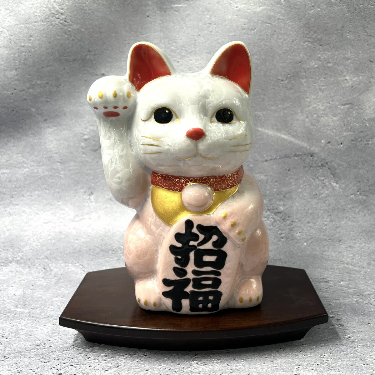 楽天市場】京焼 清水焼 陶あん 花結晶 招き猫(大サイズ） 桃白 招福
