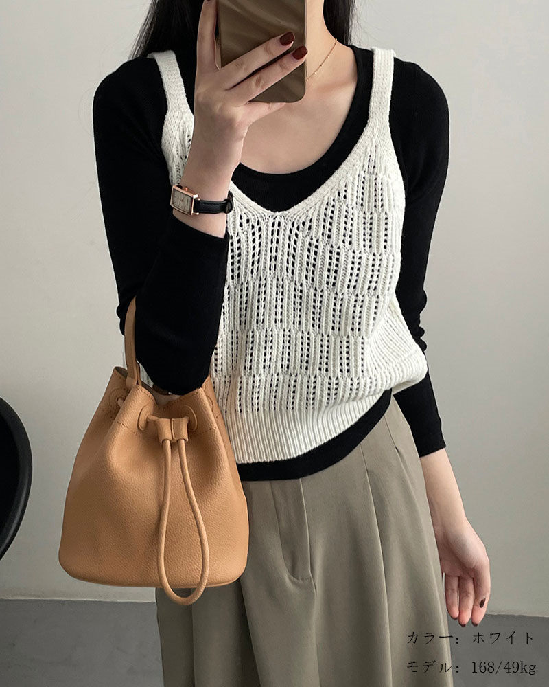 楽天市場】ベスト レディース ニット ビスチェ キャミソール 透かし